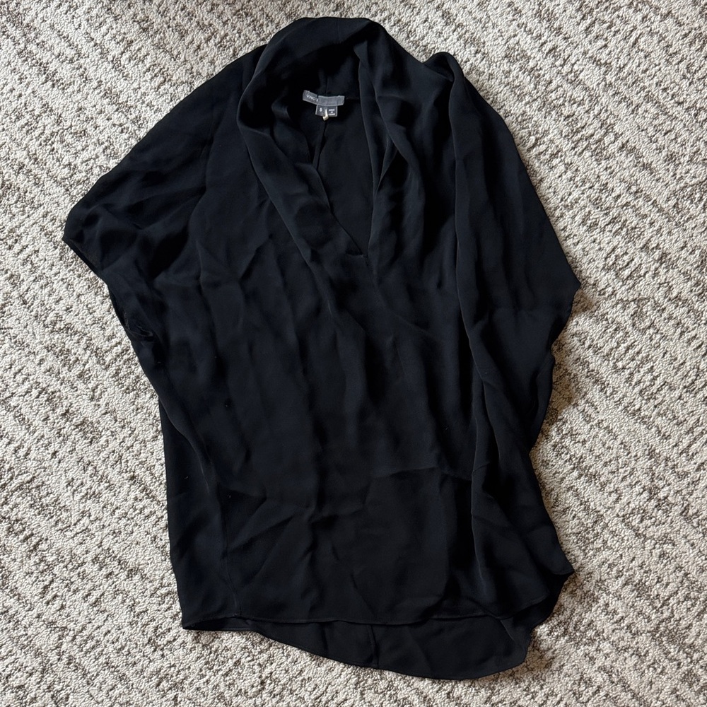 Vince Black V-Neck Chiffon Blouse